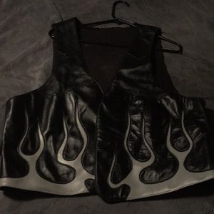 Custom black leather vest